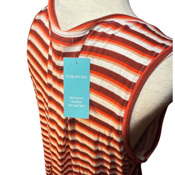 NWT Retro Vibes Striped Sleeveless Maxi Cross Waist Dress Orange White Sz‎ XL - Picture 7 of 8